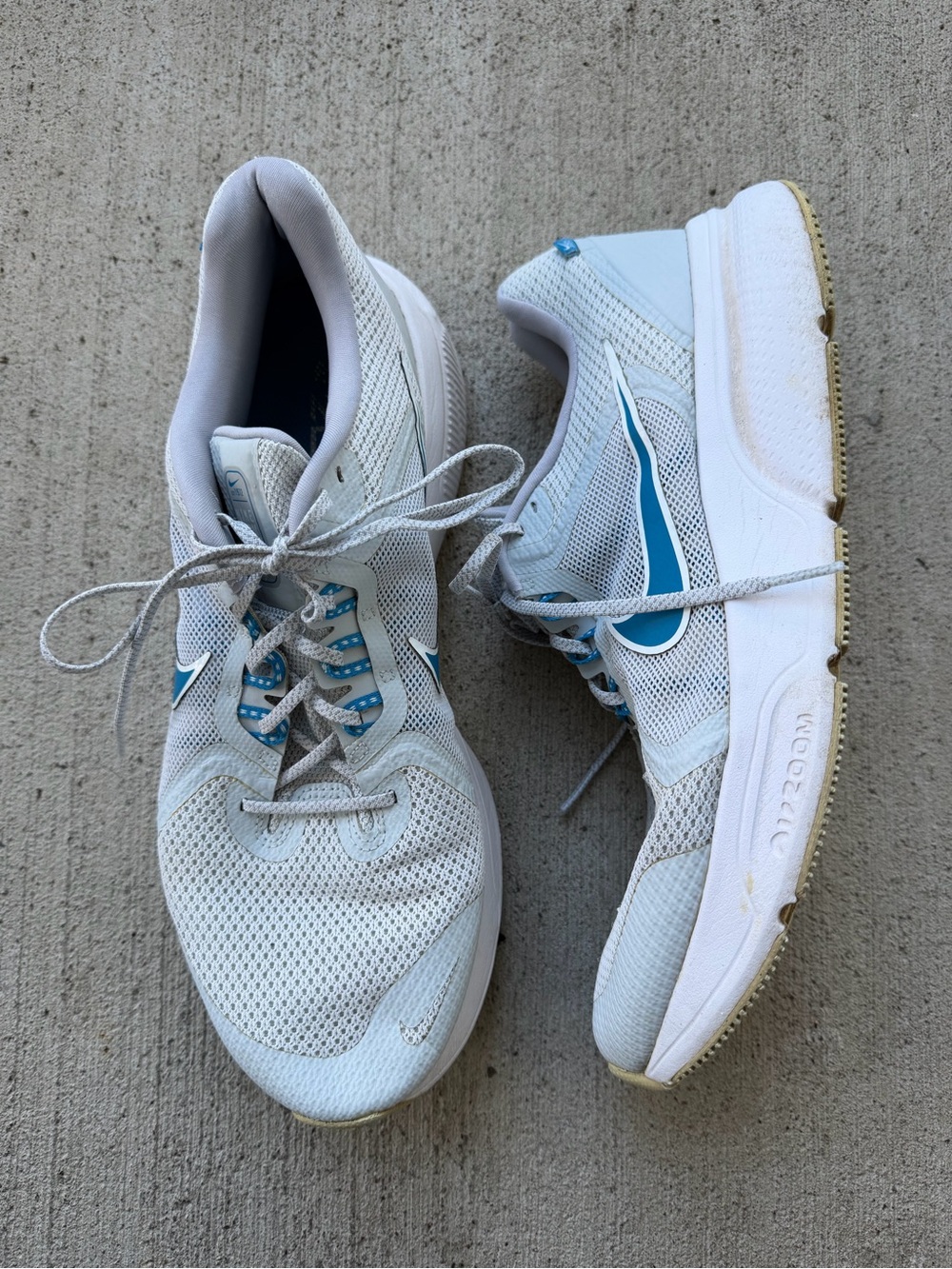 Nike Women’s White and Light Blue Athletic Running Shoes